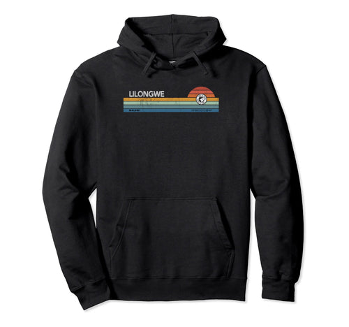 Lilongwe Malawi Sunset Rainbow Synth Hoodie - Novelty Apparel Unisex - T-Shirt, Sweatshirt, Hoodie