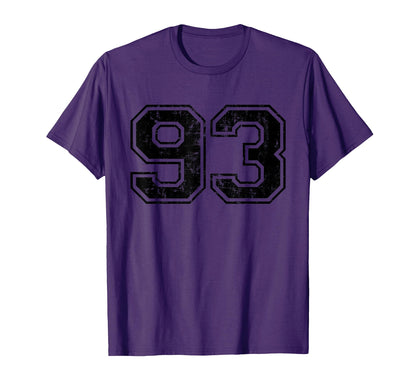 Number 93 Varsity Distressed Sport T-Shirt - Minimalist Print for Adults - T-Shirt, Sweatshirt, Hoodie