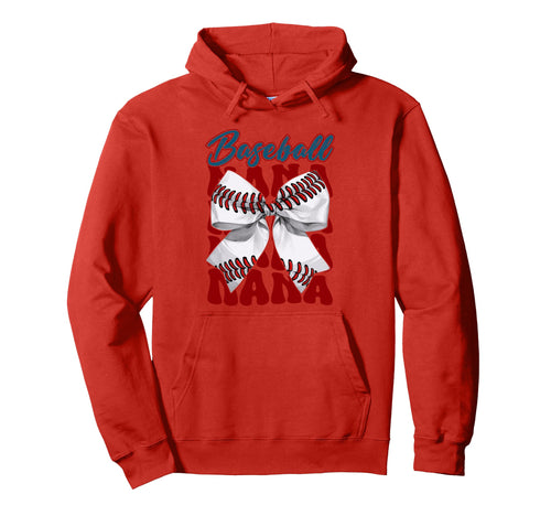 Baseball Nana Bow Baseball Mom Hoodie - Fun Novelty Design for Adults - T-Shirt, Sweatshirt, Hoodie