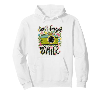 Camera Flowers Remember To Smile Hoodie - Aesthetic Graphic Men Women - T-Shirt, Sweatshirt, Hoodie