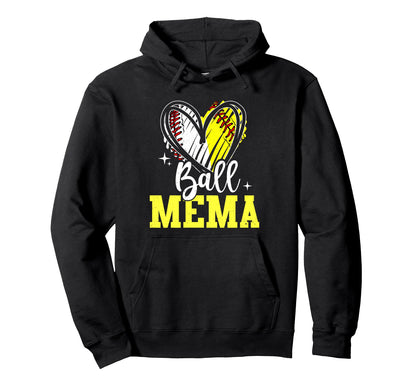 Ball Mema Softball Baseball Grandma Hoodie - Minimalist Print Unisex - T-Shirt, Sweatshirt, Hoodie