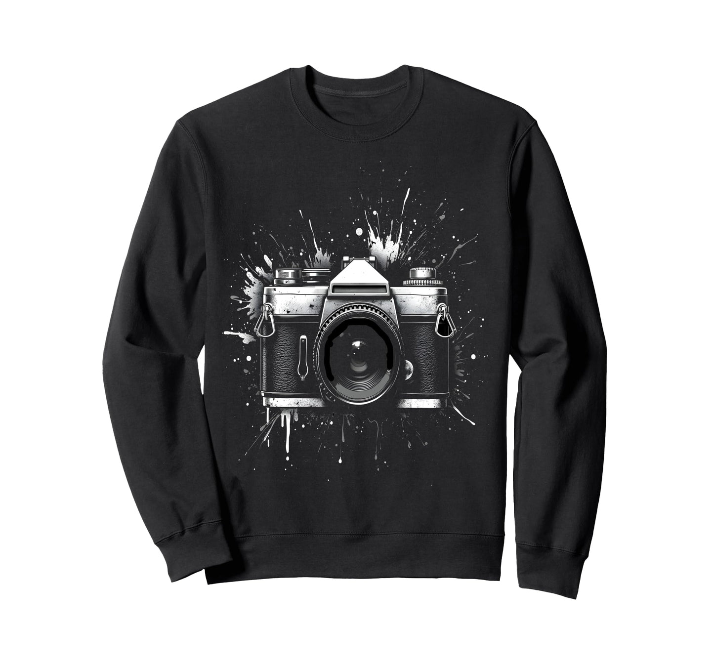 Camera Splatter Art Photography Sweatshirt - Custom Art Print for Adults - T-Shirt, Sweatshirt, Hoodie