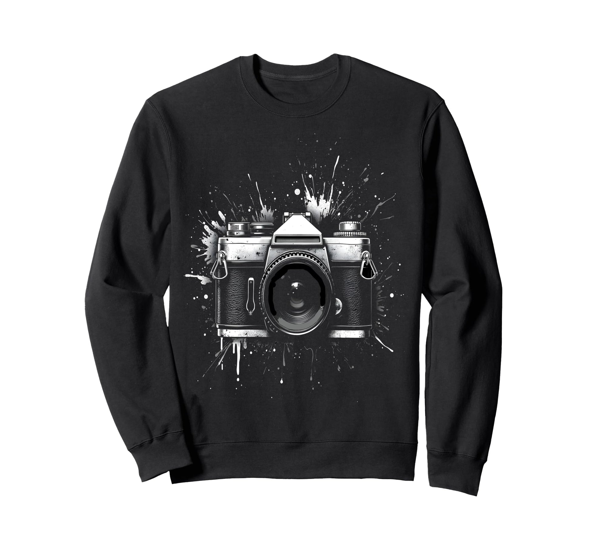 Camera Splatter Art Photography Sweatshirt - Custom Art Print for Adults - T-Shirt, Sweatshirt, Hoodie