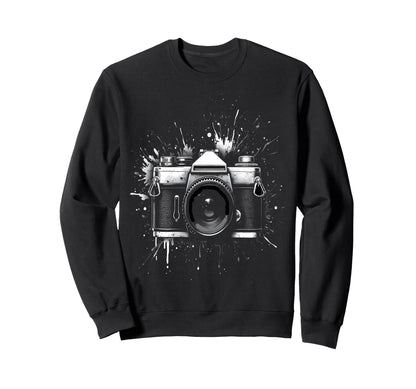 Camera Splatter Art Photography Sweatshirt - Custom Art Print for Adults - T-Shirt, Sweatshirt, Hoodie