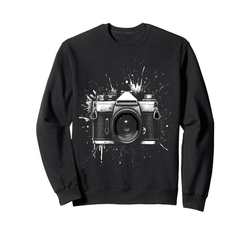 Camera Splatter Art Photography Sweatshirt - Custom Art Print for Adults - T-Shirt, Sweatshirt, Hoodie