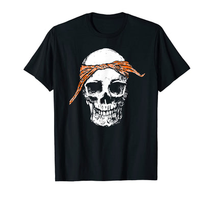 Hiphop Skull Orange Do Rag Bandana Old T-Shirt - Graphic Print for Adults - T-Shirt, Sweatshirt, Hoodie