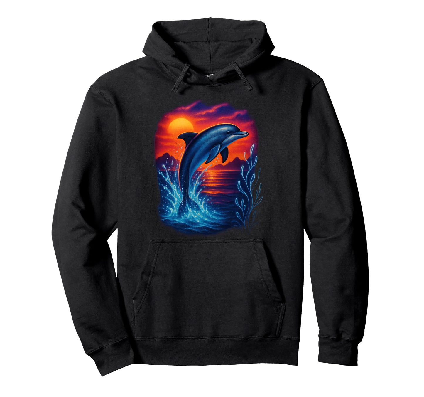 Dolphin Sunset Ocean Aesthetic 80S 90S Hoodie - Unique Graphic Men Women - T-Shirt, Sweatshirt, Hoodie