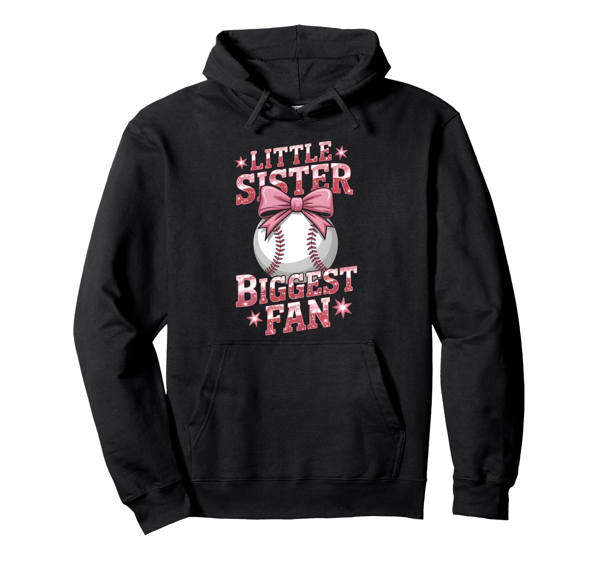 Baseball Little Sister Biggest Fan Hoodie - Minimalist Print for Adults - T-Shirt, Sweatshirt, Hoodie