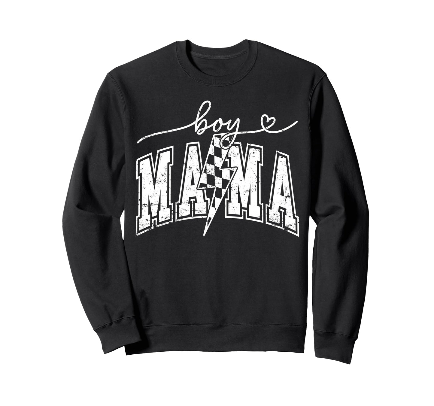Mama Lightning Bolt Checkered Sweatshirt - Minimalist Print for Adults - T-Shirt, Sweatshirt, Hoodie
