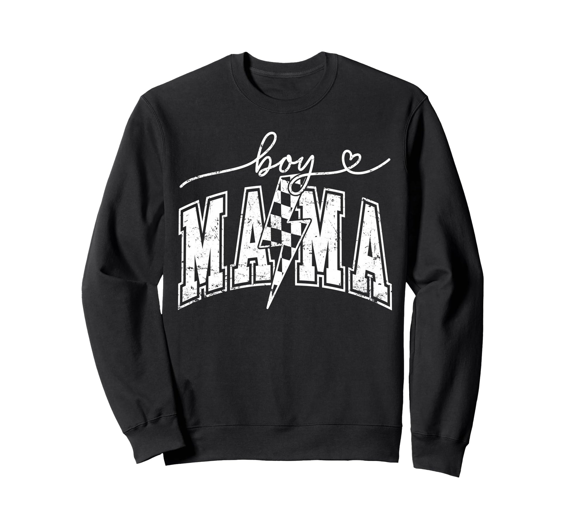 Mama Lightning Bolt Checkered Sweatshirt - Minimalist Print for Adults - T-Shirt, Sweatshirt, Hoodie