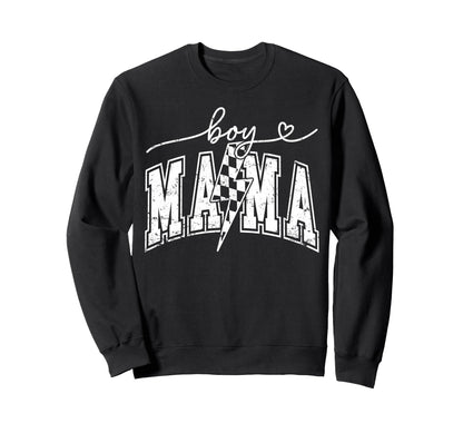 Mama Lightning Bolt Checkered Sweatshirt - Minimalist Print for Adults - T-Shirt, Sweatshirt, Hoodie