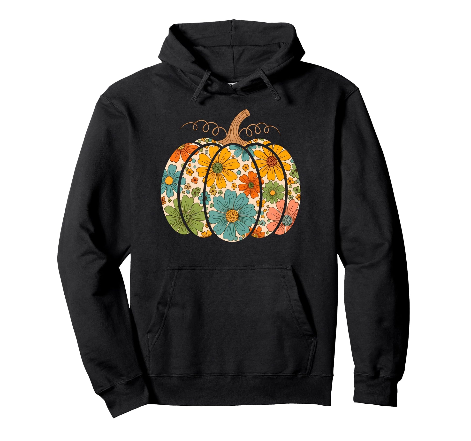Flower Pumpkin Fall Boho Autumn Hoodie - Minimalist Print Men Women - T-Shirt, Sweatshirt, Hoodie