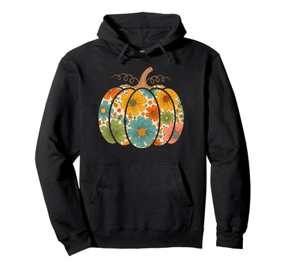 Flower Pumpkin Fall Boho Autumn Hoodie - Minimalist Print Men Women - T-Shirt, Sweatshirt, Hoodie