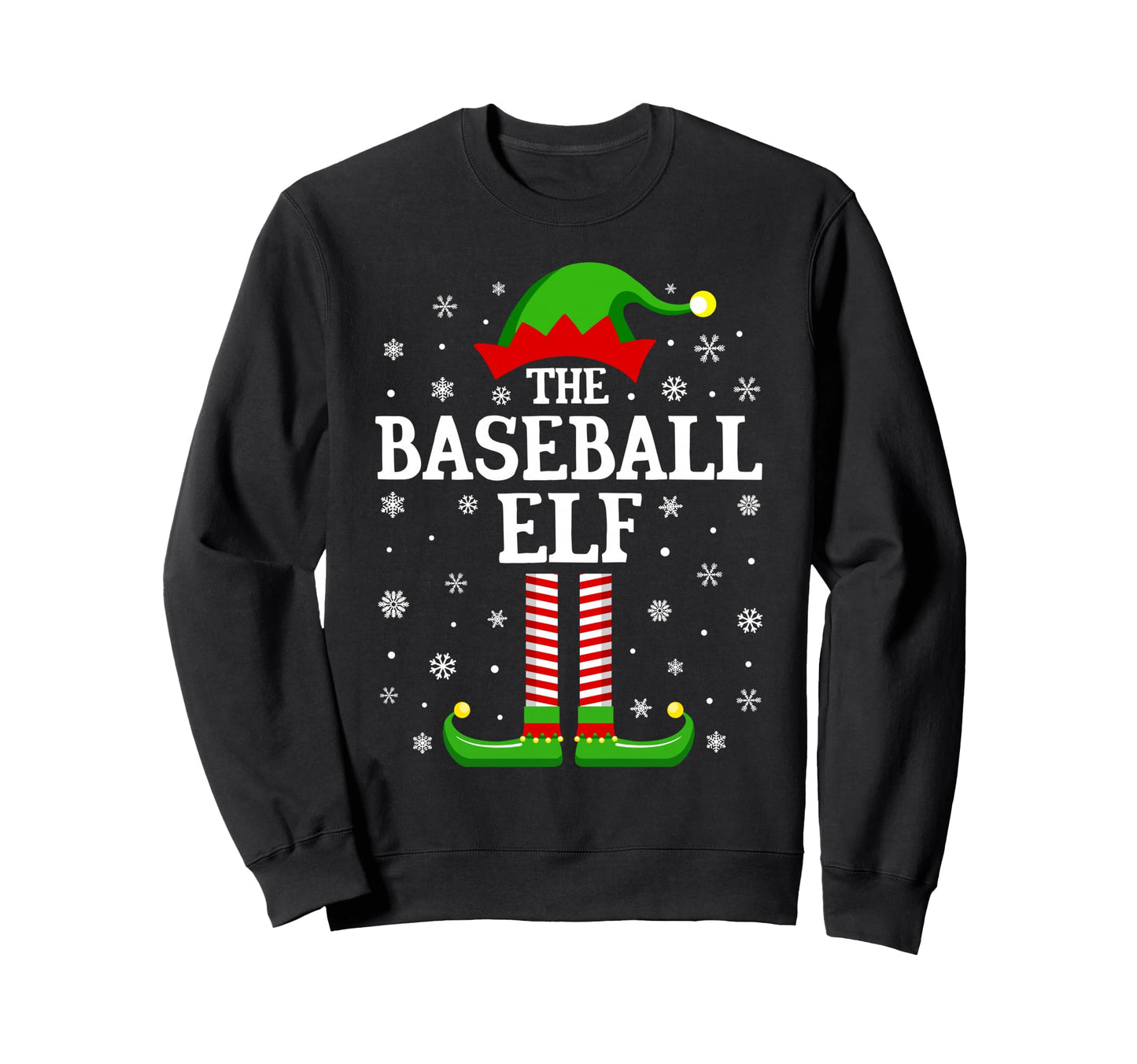 Baseball Elf Funny Family Matching Sweatshirt - Custom Art Print Men Women - T-Shirt, Sweatshirt, Hoodie