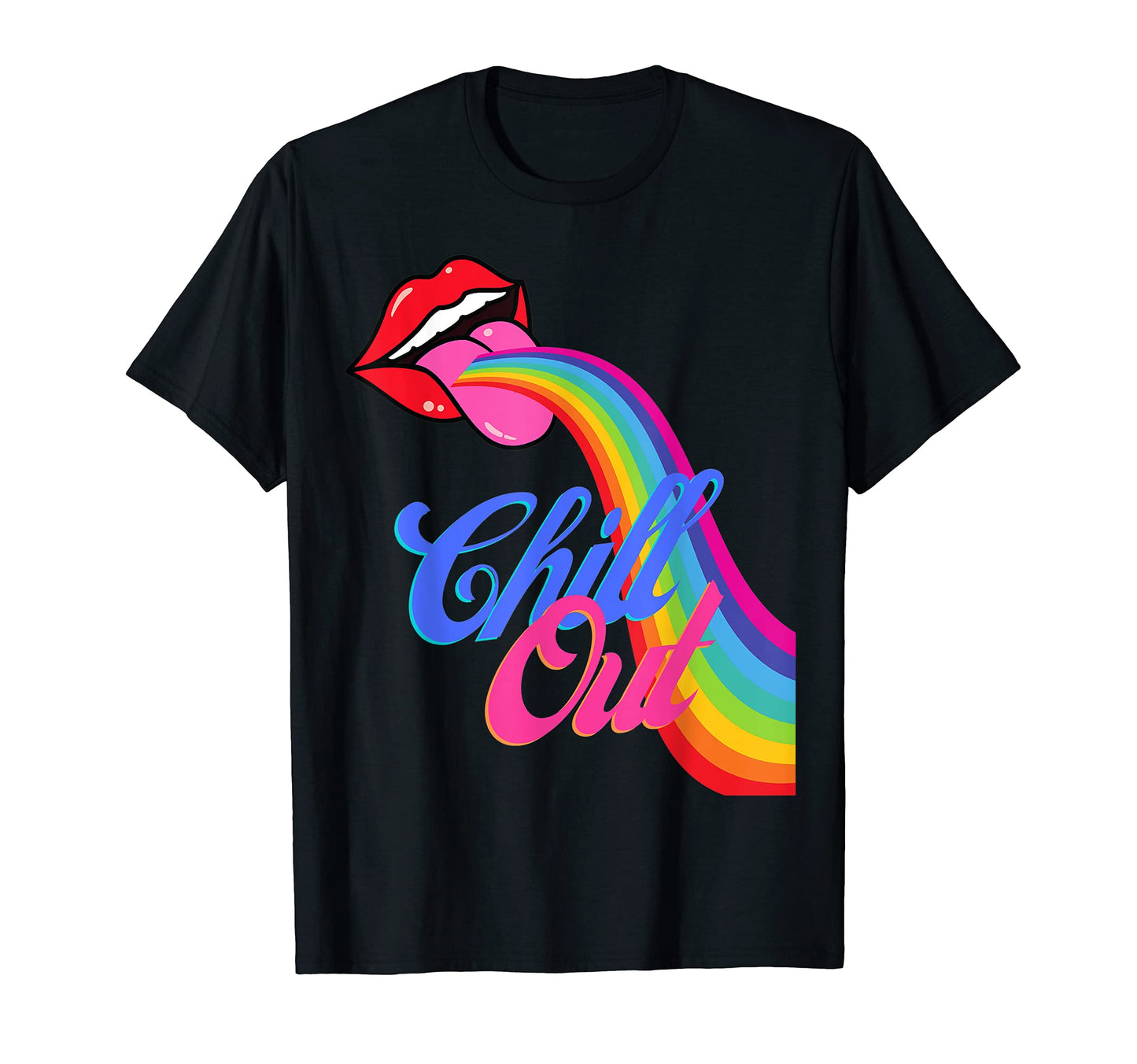 Chill Out Rainbow Lips T-Shirt - Minimalist Print for Adults - T-Shirt, Sweatshirt, Hoodie