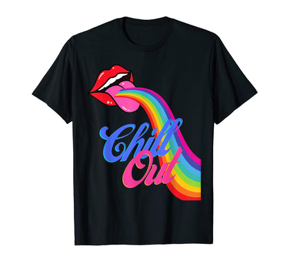 Chill Out Rainbow Lips T-Shirt - Minimalist Print for Adults - T-Shirt, Sweatshirt, Hoodie