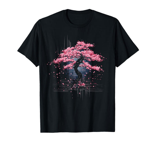 Japanese Cherry Blossom Vaporwave Aesthetic T-Shirt - Graphic Print Unisex - T-Shirt, Sweatshirt, Hoodie