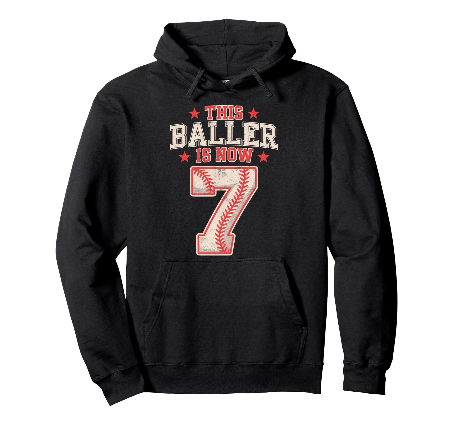 This Baller Is Now 7 Year Baseball Hoodie - Trendy Graphic for Adults - T-Shirt, Sweatshirt, Hoodie