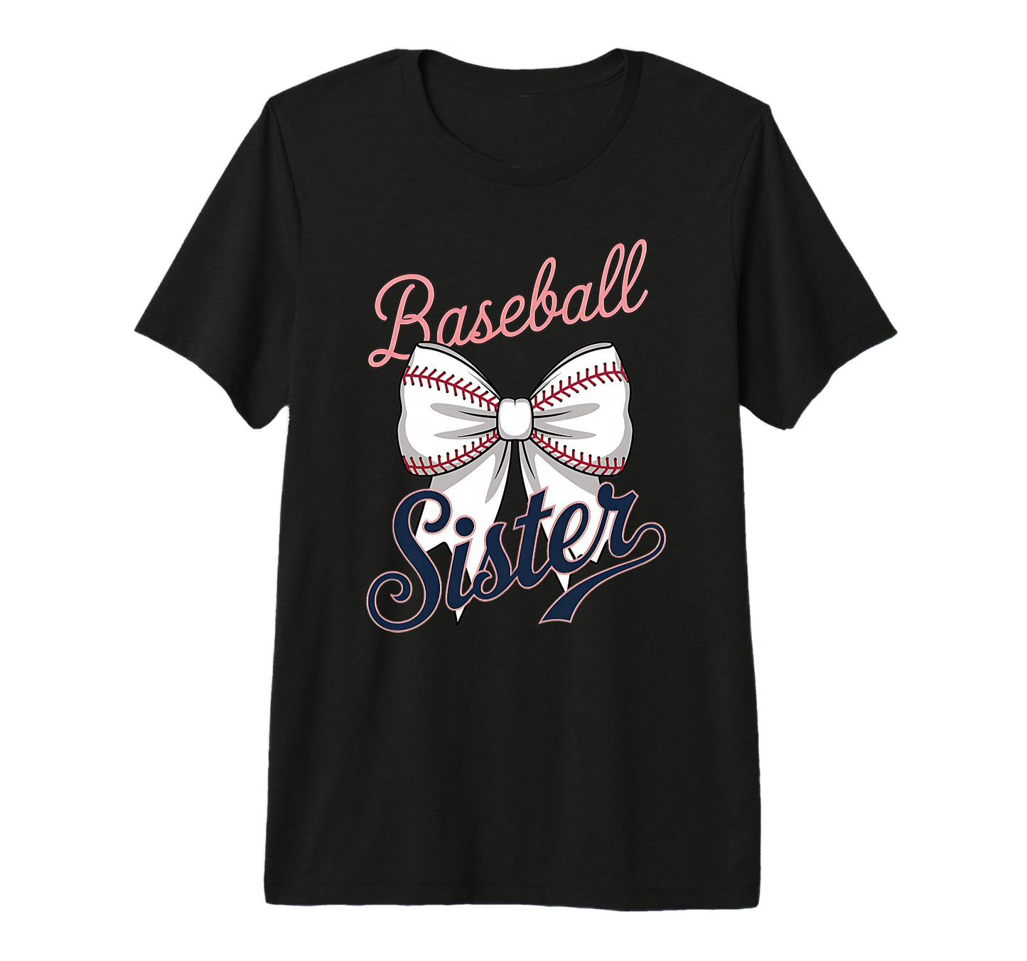 Baseball Sister Coquette Bow Tri Blend T-Shirt - Graphic Print for Adults - T-Shirt, Sweatshirt, Hoodie