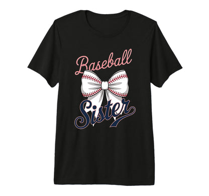Baseball Sister Coquette Bow Tri Blend T-Shirt - Graphic Print for Adults - T-Shirt, Sweatshirt, Hoodie