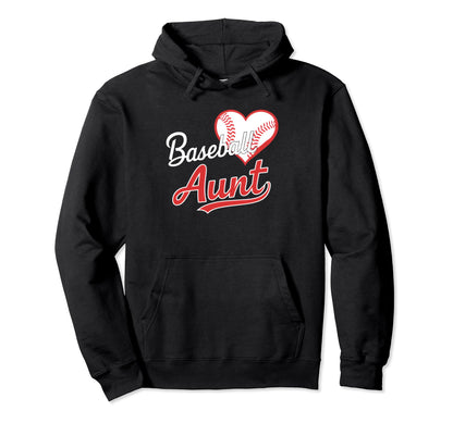 Baseball Aunt Heart Auntie Hoodie - Novelty Apparel Unisex - T-Shirt, Sweatshirt, Hoodie