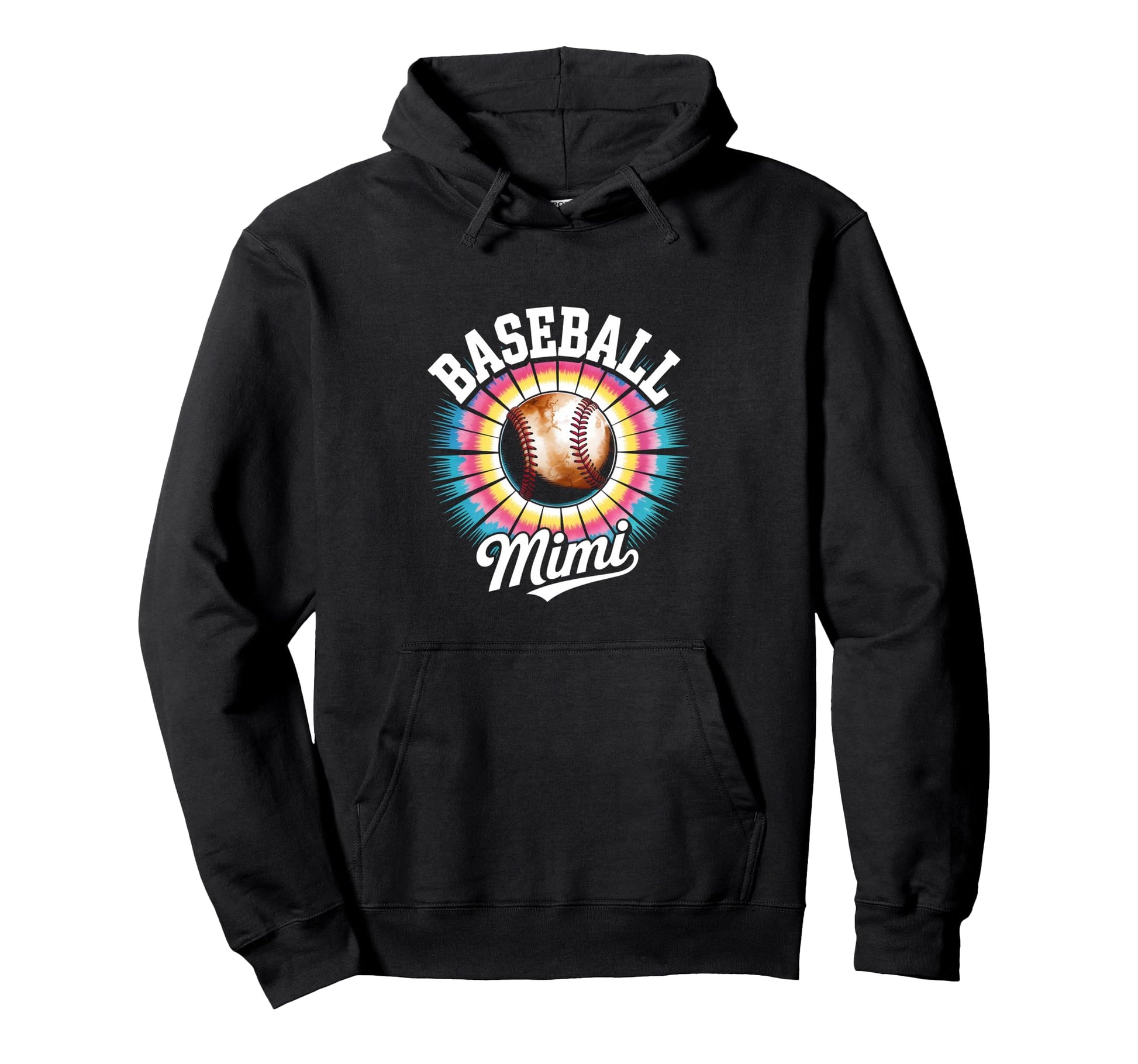Baseball Mimi Tie Dye Colorful Hoodie - Trendy Graphic for Adults - T-Shirt, Sweatshirt, Hoodie