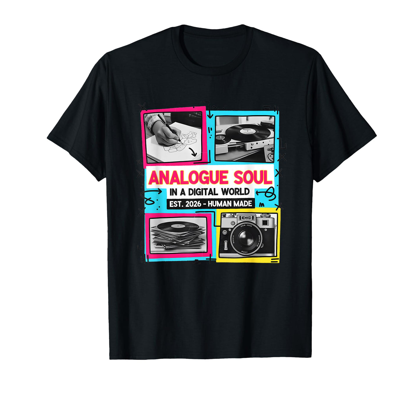 Analog Soul Cassette Vinyl Camera T-Shirt - Casual Everyday Wear Men Women - T-Shirt, Sweatshirt, Hoodie