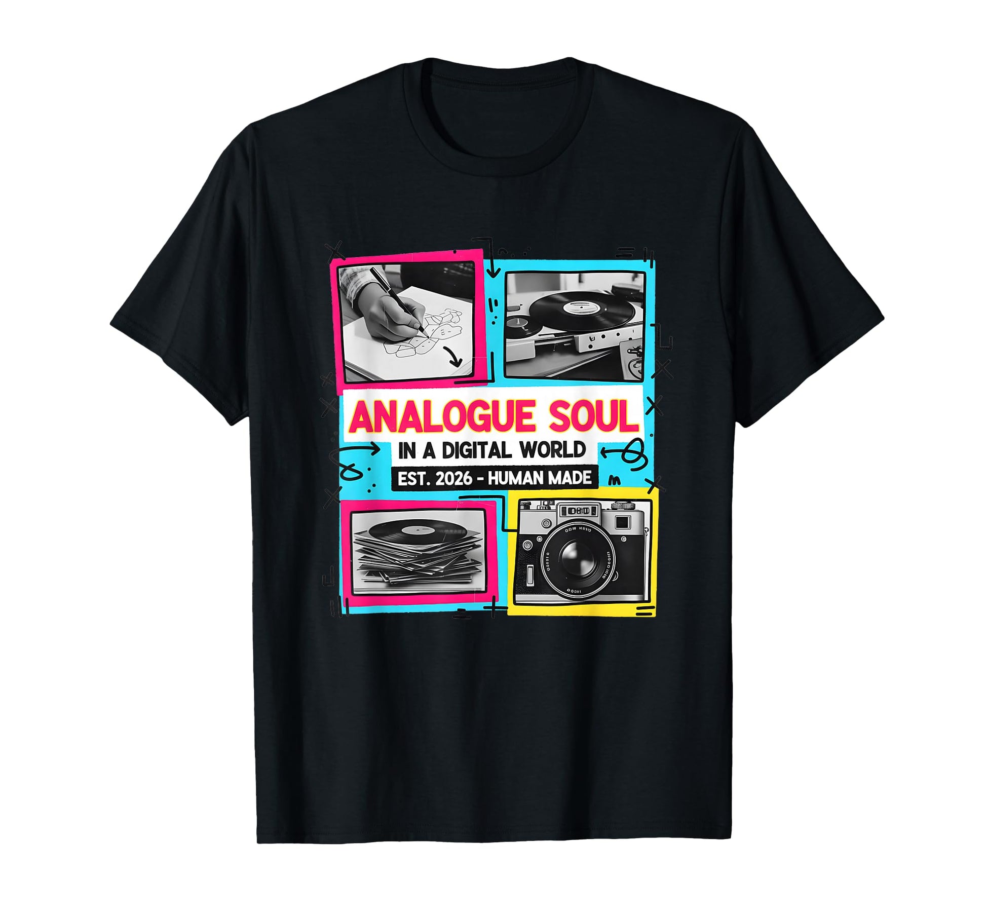 Analog Soul Cassette Vinyl Camera T-Shirt - Casual Everyday Wear Men Women - T-Shirt, Sweatshirt, Hoodie