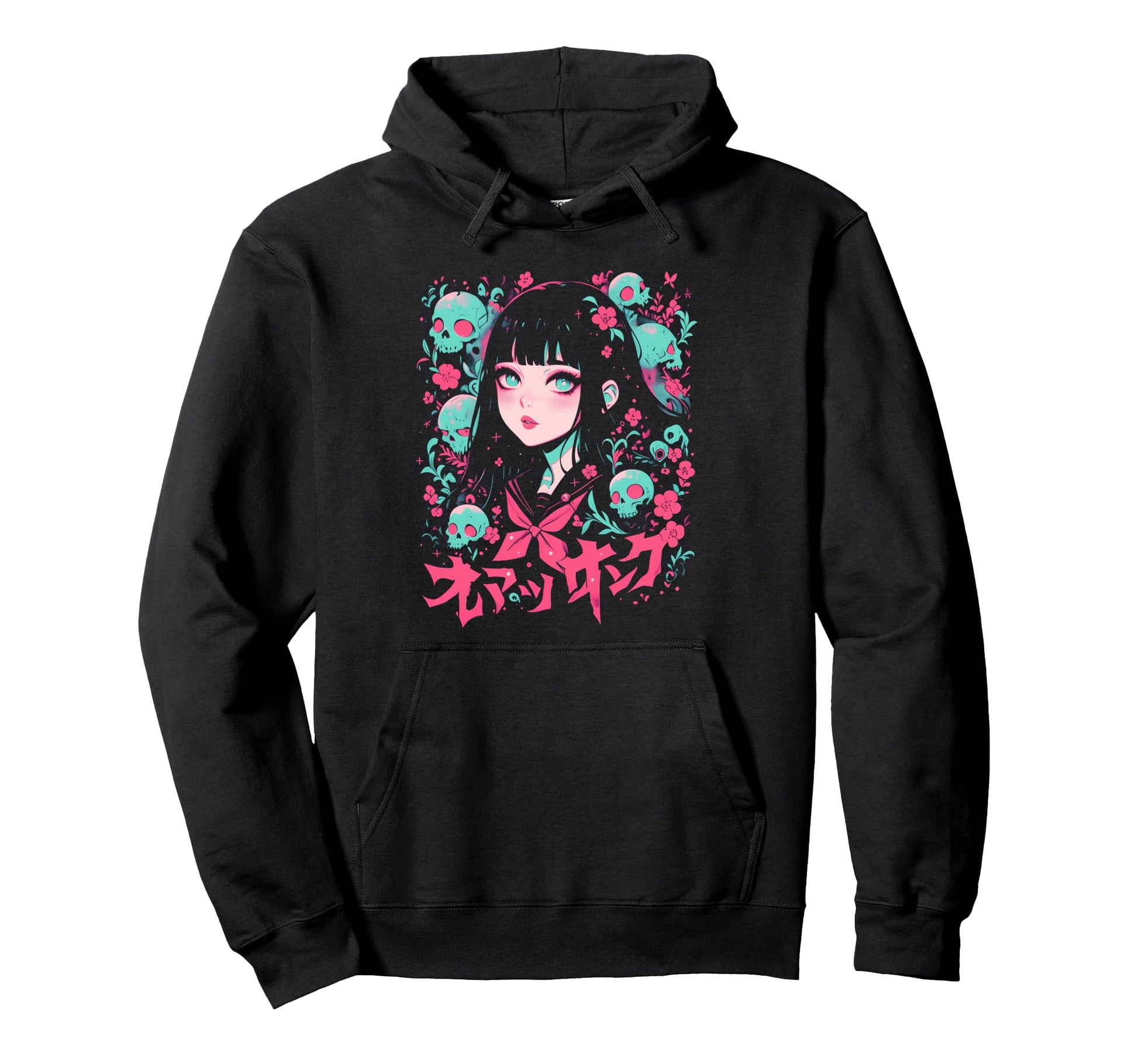 Goth Grunge Demon Anime Waifu Horror Hoodie - Trendy Graphic for Adults - T-Shirt, Sweatshirt, Hoodie