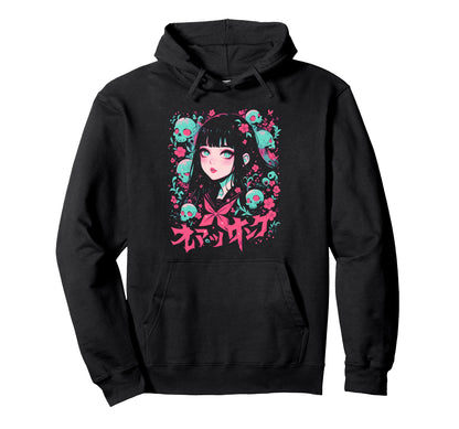 Goth Grunge Demon Anime Waifu Horror Hoodie - Trendy Graphic for Adults - T-Shirt, Sweatshirt, Hoodie