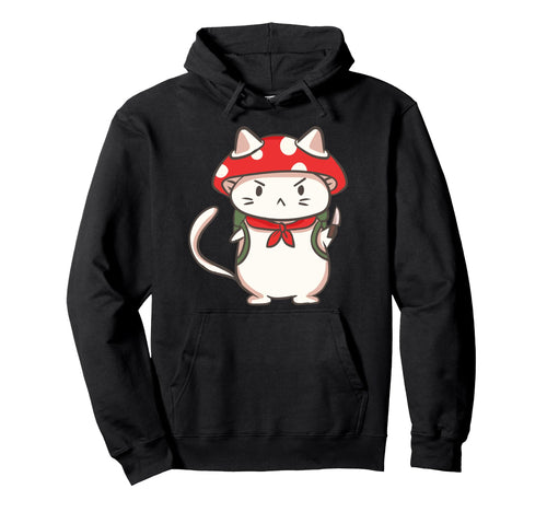 Kawaii Anime Mushroom Cat Aesthetic Hoodie - Minimalist Print for Adults - T-Shirt, Sweatshirt, Hoodie