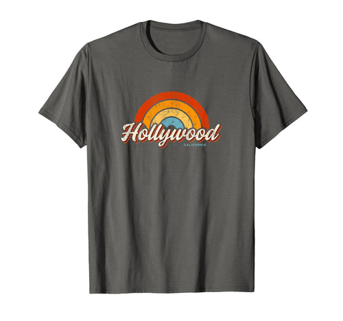 Hollywood California Ca Rainbow 70S T-Shirt - Fun Novelty Design for Adults - T-Shirt, Sweatshirt, Hoodie