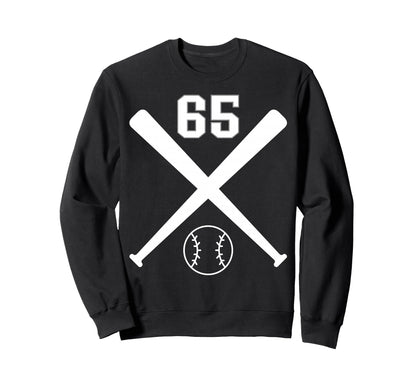 Baseball Softball Number 65 Sweatshirt - Graphic Print Men Women - T-Shirt, Sweatshirt, Hoodie