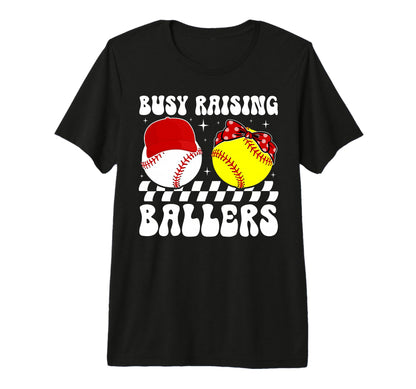 Busy Raising Ballers Baseball T-Shirt - Minimalist Print Men Women - T-Shirt, Sweatshirt, Hoodie