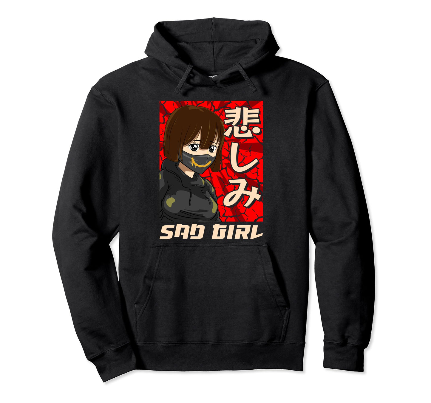 Sad Japanese Anti Social Soft Grunge Emo Hoodie - Unique Graphic Men Women - T-Shirt, Sweatshirt, Hoodie