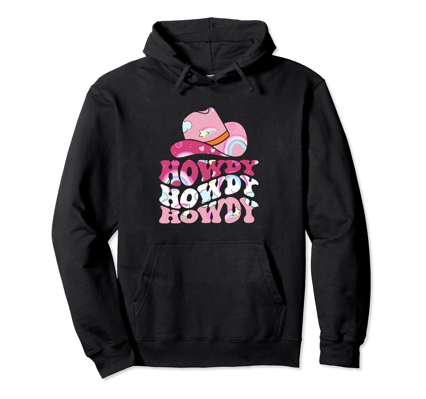 Rainbow Howdy Rodeo Western Country Hoodie - Aesthetic Graphic for Adults - T-Shirt, Sweatshirt, Hoodie