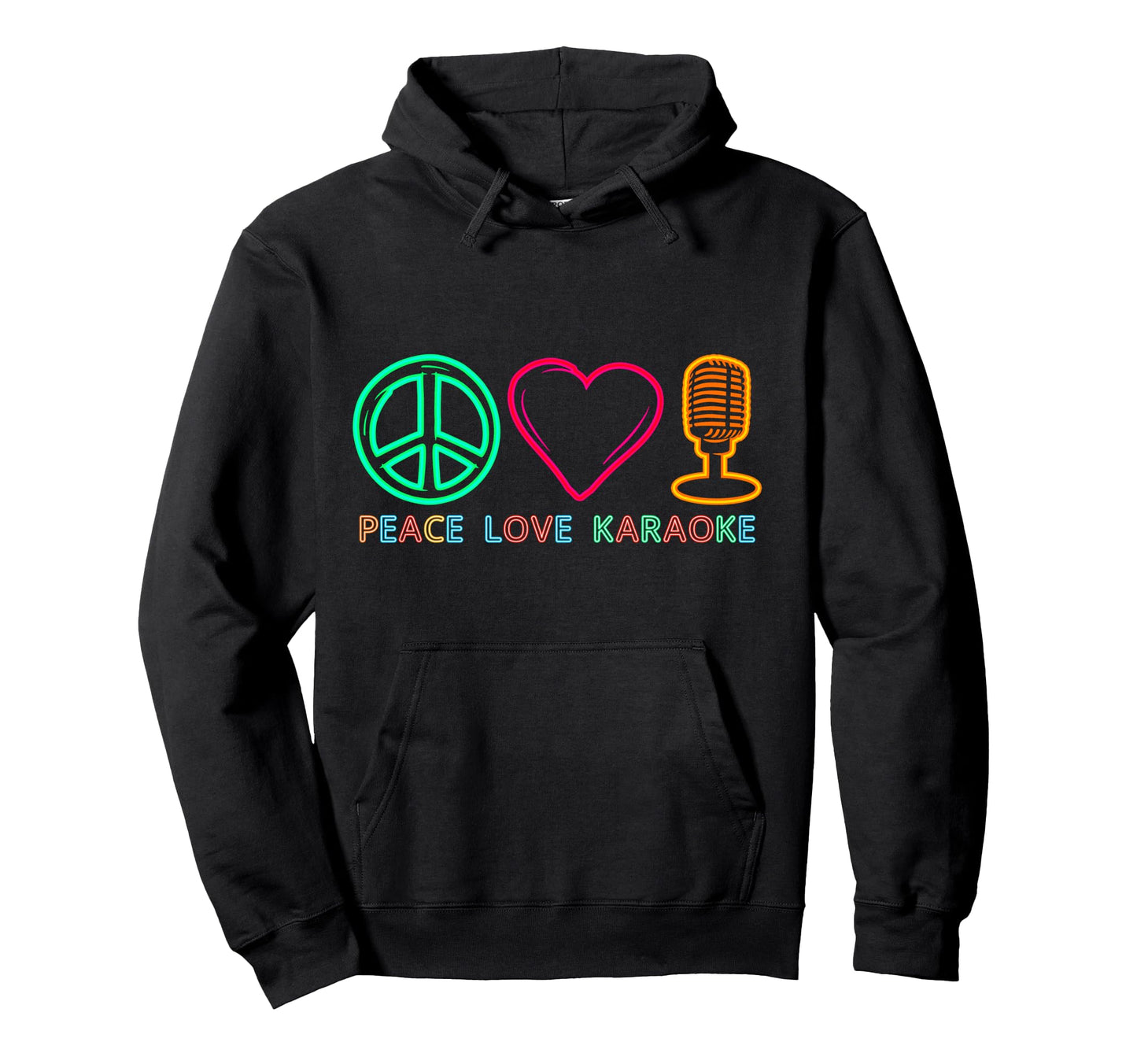 Karaoke Singer 80S Peace Love Karaoke Hoodie - Streetwear Style Unisex - T-Shirt, Sweatshirt, Hoodie