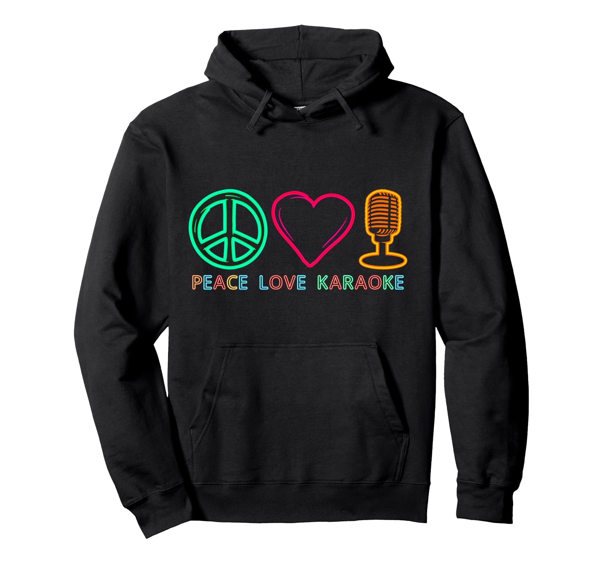 Karaoke Singer 80S Peace Love Karaoke Hoodie - Streetwear Style Unisex - T-Shirt, Sweatshirt, Hoodie