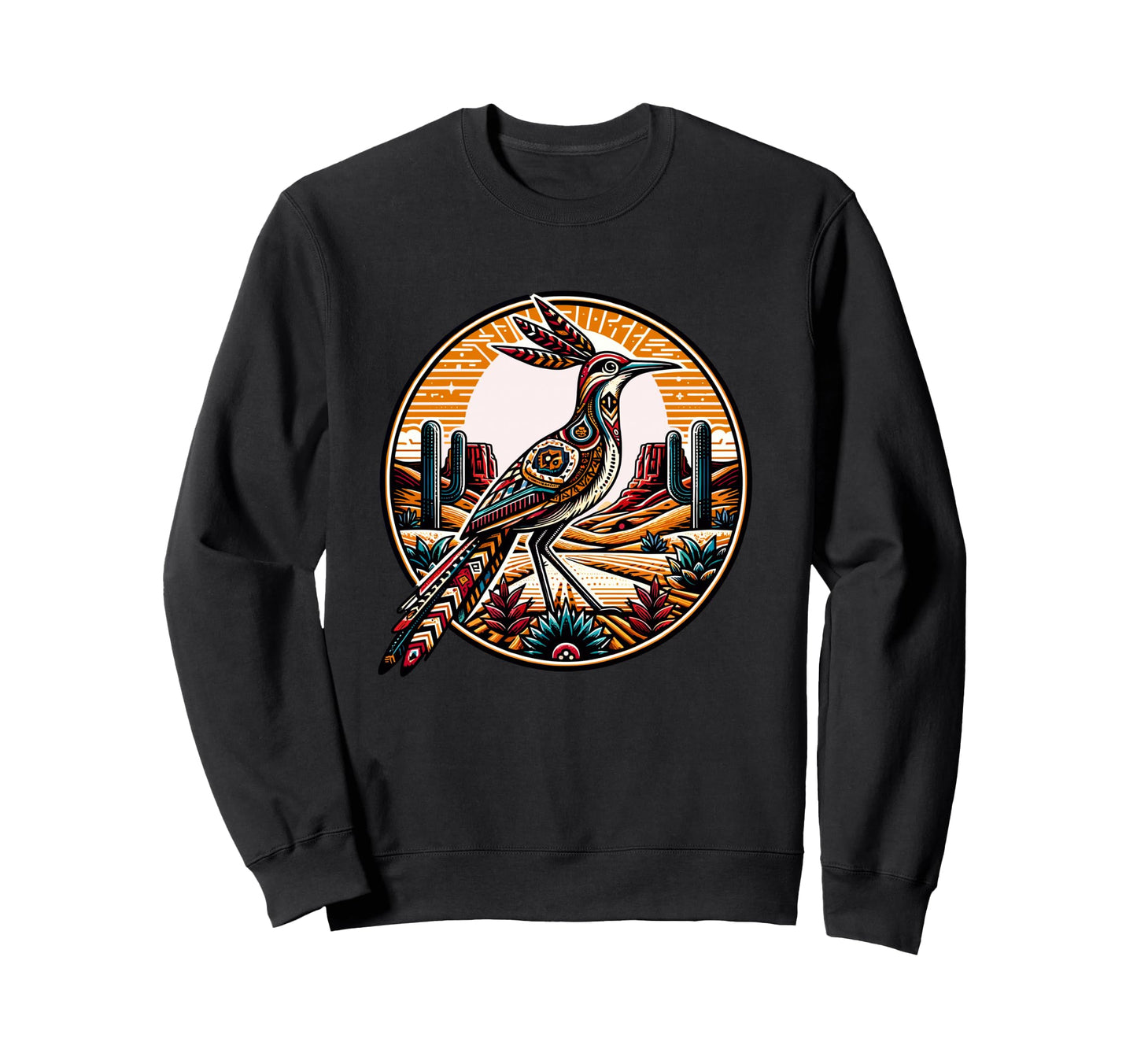 Roadrunner Boho Desert Cactus Sweatshirt - Unique Graphic for Adults - T-Shirt, Sweatshirt, Hoodie