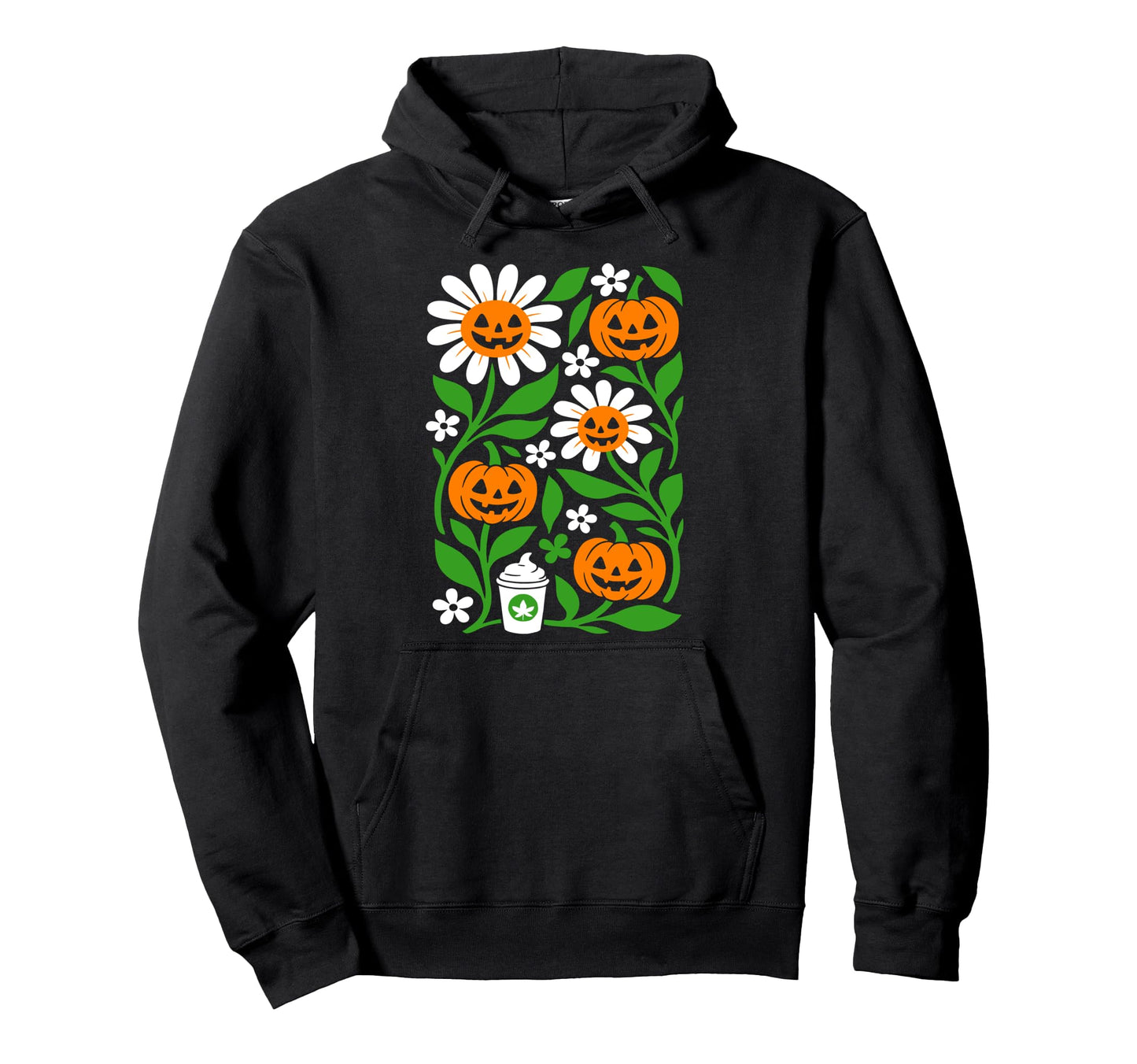 Halloween Boho Flower Pumpkins Botanical Hoodie - Graphic Print Men Women - T-Shirt, Sweatshirt, Hoodie