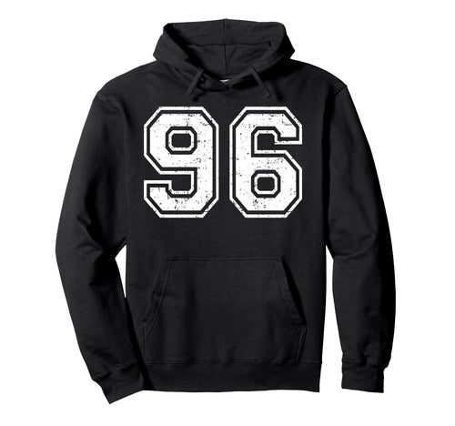 96 Number Ninety Six Team Sports Grunge Hoodie - Unique Graphic for Adults - T-Shirt, Sweatshirt, Hoodie
