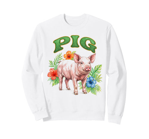 Pig Groovy Floral Pig Watercolor Boho Sweatshirt - Graphic Print Men Women - T-Shirt, Sweatshirt, Hoodie