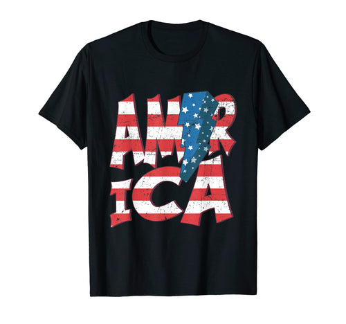 America Stripes Star Lightning Bolt T-Shirt - Minimalist Print Men Women - T-Shirt, Sweatshirt, Hoodie