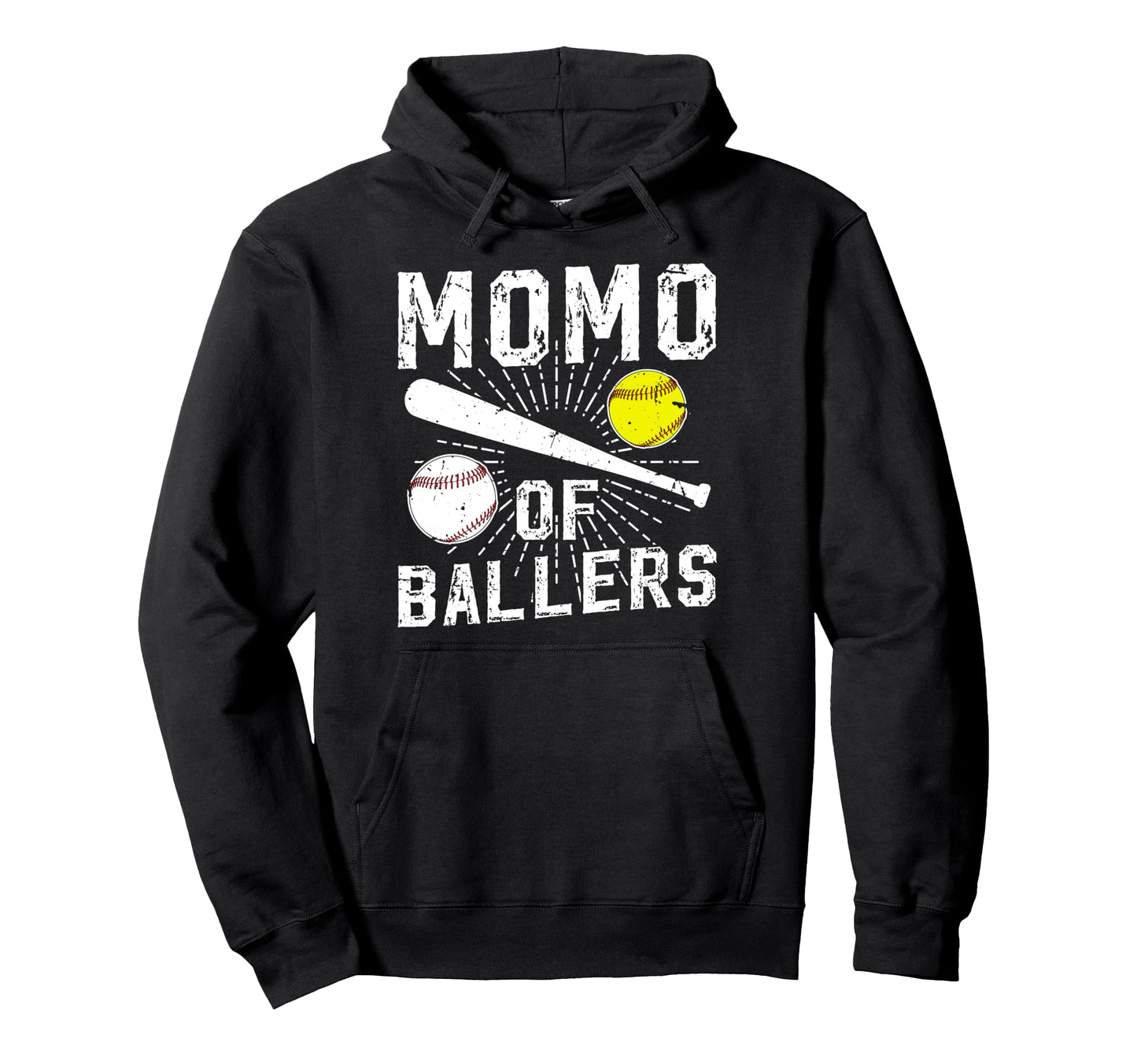Momo Ballers Proud Baseball Softball Hoodie - Fun Novelty Design Men Women - T-Shirt, Sweatshirt, Hoodie