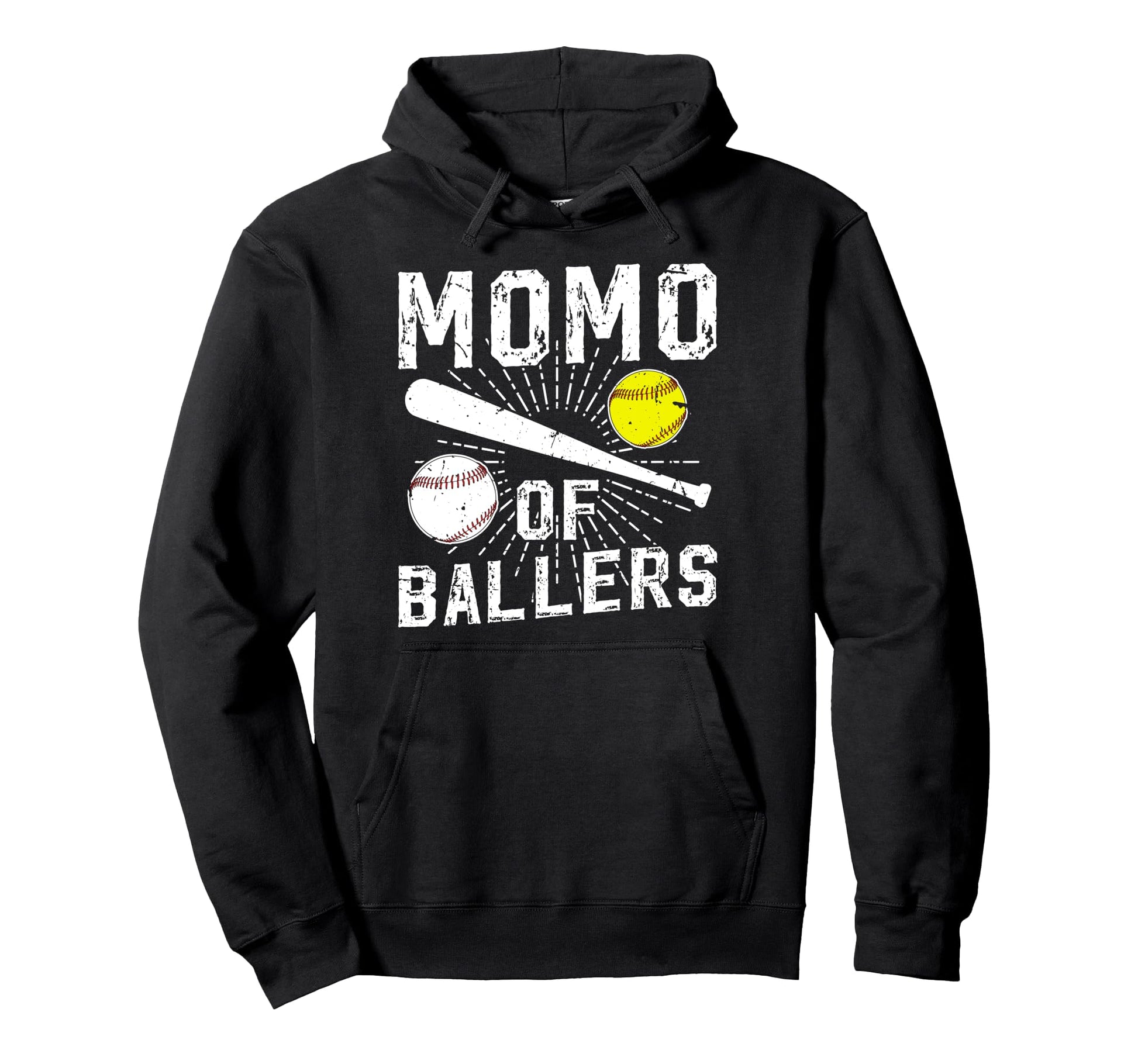 Momo Ballers Proud Baseball Softball Hoodie - Fun Novelty Design Men Women - T-Shirt, Sweatshirt, Hoodie