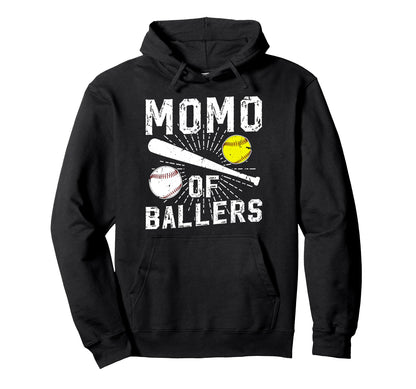 Momo Ballers Proud Baseball Softball Hoodie - Fun Novelty Design Men Women - T-Shirt, Sweatshirt, Hoodie