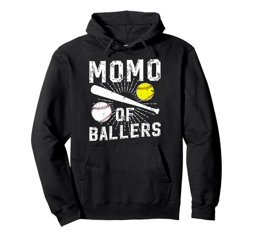 Momo Ballers Proud Baseball Softball Hoodie - Fun Novelty Design Men Women - T-Shirt, Sweatshirt, Hoodie
