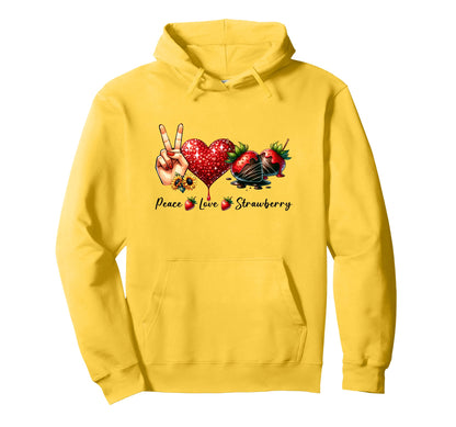 Peace Love Strawberry Festival Hoodie - Casual Everyday Wear Unisex - T-Shirt, Sweatshirt, Hoodie