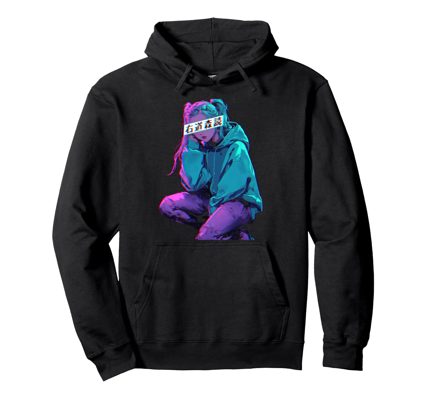 Anime Vaporwave Aesthetic Glitch Hoodie - Fun Novelty Design for Adults - T-Shirt, Sweatshirt, Hoodie