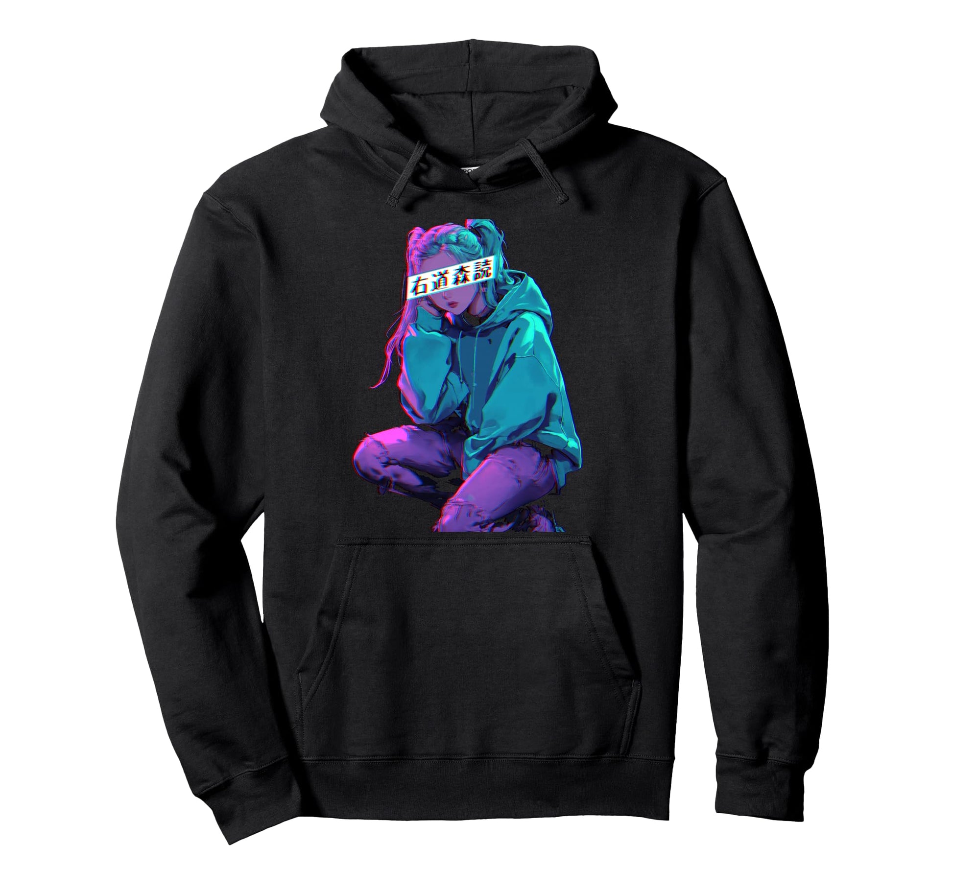 Anime Vaporwave Aesthetic Glitch Hoodie - Fun Novelty Design for Adults - T-Shirt, Sweatshirt, Hoodie